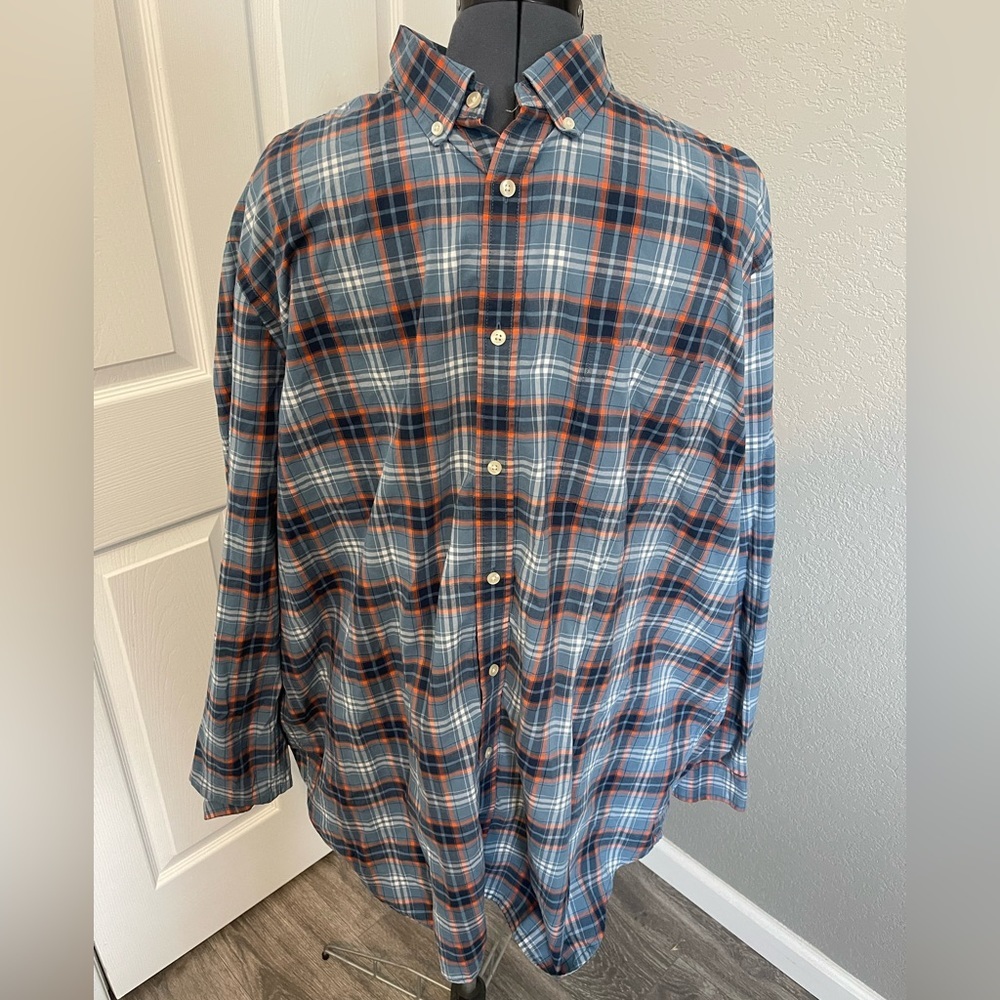 Men’s Button Down •orange&blue plaid•